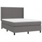 Preview: Boxspringbett mit Matratze & LED Grau 140x200 cm Kunstleder