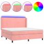 Preview: Boxspringbett mit Matratze & LED Rosa 160x200 cm Samt