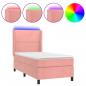 Preview: Boxspringbett mit Matratze & LED Rosa 90x190 cm Samt