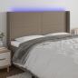 Preview: ARDEBO.de - LED Kopfteil Taupe 163x16x118/128 cm Stoff