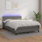 Preview: ARDEBO.de - Boxspringbett mit Matratze & LED Grau 140x190 cm Kunstleder