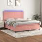 Preview: ARDEBO.de - Boxspringbett mit Matratze & LED Rosa 180x200 cm Samt