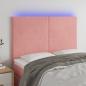 Preview: ARDEBO.de - LED Kopfteil Rosa 144x5x118/128 cm Samt