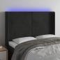 Preview: ARDEBO.de - LED Kopfteil Schwarz 147x16x118/128 cm Samt