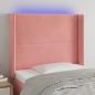 Preview: ARDEBO.de - LED Kopfteil Rosa 93x16x118/128 cm Samt