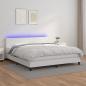 Preview: ARDEBO.de - Boxspringbett mit Matratze & LED Weiß 160x200 cm Kunstleder