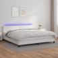 Preview: ARDEBO.de - Boxspringbett mit Matratze & LED Weiß 200x200 cm Kunstleder