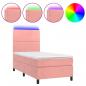 Preview: Boxspringbett mit Matratze & LED Rosa 90x200 cm Samt