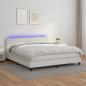 Preview: ARDEBO.de - Boxspringbett mit Matratze & LED Weiß 180x200 cm Kunstleder