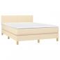 Preview: Boxspringbett mit Matratze & LED Creme 140x190 cm Stoff