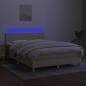 Preview: Boxspringbett mit Matratze & LED Creme 140x190 cm Stoff