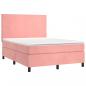 Preview: Boxspringbett mit Matratze & LED Rosa 140x190 cm Samt