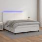 Preview: ARDEBO.de - Boxspringbett mit Matratze & LED Weiß 160x200 cm Kunstleder