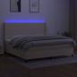 Preview: Boxspringbett mit Matratze & LED Creme 200x200 cm Stoff