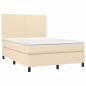 Preview: Boxspringbett mit Matratze Creme 140x200 cm Stoff