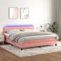 Preview: ARDEBO.de - Boxspringbett mit Matratze & LED Rosa 160x200 cm Samt