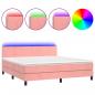 Preview: Boxspringbett mit Matratze & LED Rosa 160x200 cm Samt