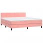 Preview: Boxspringbett mit Matratze & LED Rosa 160x200 cm Samt