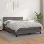 Preview: ARDEBO.de - Boxspringbett mit Matratze Grau 140x200 cm Kunstleder