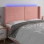 Preview: ARDEBO.de - LED Kopfteil Rosa 183x16x118/128 cm Samt