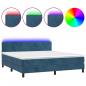 Preview: Boxspringbett mit Matratze & LED Dunkelblau 180x200 cm Samt