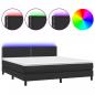 Preview: Boxspringbett mit Matratze & LED Schwarz 180x200 cm Kunstleder