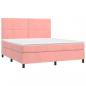 Preview: Boxspringbett mit Matratze & LED Rosa 180x200 cm Samt