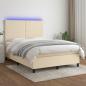 Preview: ARDEBO.de - Boxspringbett mit Matratze & LED Creme 140x200 cm Stoff