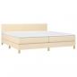 Preview: Boxspringbett mit Matratze & LED Creme 200x200 cm Stoff