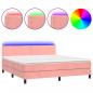 Preview: Boxspringbett mit Matratze & LED Rosa 180x200 cm Samt