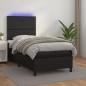 Preview: ARDEBO.de - Boxspringbett mit Matratze & LED Schwarz 90x190 cm Kunstleder