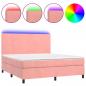 Preview: Boxspringbett mit Matratze & LED Rosa 160x200 cm Samt