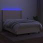 Preview: Boxspringbett mit Matratze & LED Creme 140x190 cm Stoff