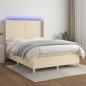 Preview: ARDEBO.de - Boxspringbett mit Matratze & LED Creme 140x200 cm Stoff