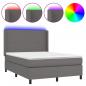 Preview: Boxspringbett mit Matratze & LED Grau 140x190 cm Kunstleder