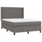 Preview: Boxspringbett mit Matratze & LED Grau 140x190 cm Kunstleder