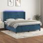 Preview: ARDEBO.de - Boxspringbett mit Matratze & LED Dunkelblau 160x200 cm Samt