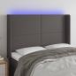 Preview: ARDEBO.de - LED Kopfteil Grau 147x16x118/128 cm Kunstleder