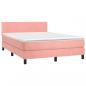 Preview: Boxspringbett mit Matratze & LED Rosa 140x190 cm Samt