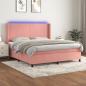 Preview: ARDEBO.de - Boxspringbett mit Matratze & LED Rosa 180x200 cm Samt