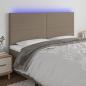 Preview: ARDEBO.de - LED Kopfteil Taupe 160x5x118/128 cm Stoff