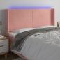 Preview: ARDEBO.de - LED Kopfteil Rosa 163x16x118/128 cm Samt