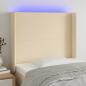 Preview: ARDEBO.de - LED Kopfteil Creme 103x16x118/128 cm Stoff