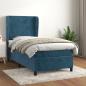 Preview: ARDEBO.de - Boxspringbett mit Matratze Dunkelblau 90x190 cm Samt