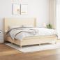 Preview: ARDEBO.de - Boxspringbett mit Matratze Creme 200x200 cm Stoff