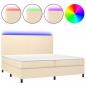 Preview: Boxspringbett mit Matratze & LED Creme 200x200 cm Stoff