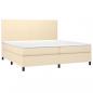 Preview: Boxspringbett mit Matratze & LED Creme 200x200 cm Stoff