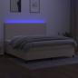 Preview: Boxspringbett mit Matratze & LED Creme 200x200 cm Stoff