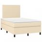 Preview: Boxspringbett mit Matratze & LED Creme 120x200 cm Stoff