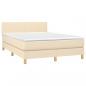 Preview: Boxspringbett mit Matratze & LED Creme 140x200 cm Stoff